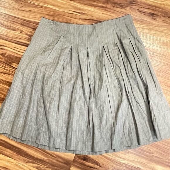 CAbi Liverpool Pleated Riding Skirt Brown Lined Knee Length Cotton 202 size 12 - Picture 2 of 4
